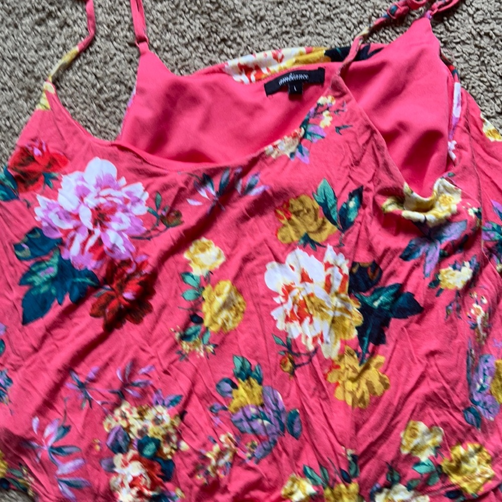 Layered pink floral romper